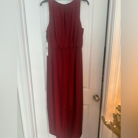 Red Calvin Klein Glitter Knit Runched Dress, NWT! - Picture 2 of 7